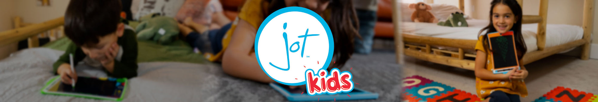 Jot Kids - Image of various kids writing and displaying Jot Kids Tablets