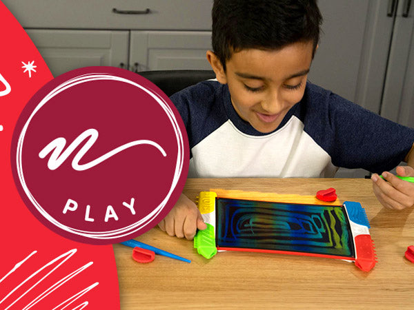 Boy with Scribble n' Play Creativity Kit - Play Logo