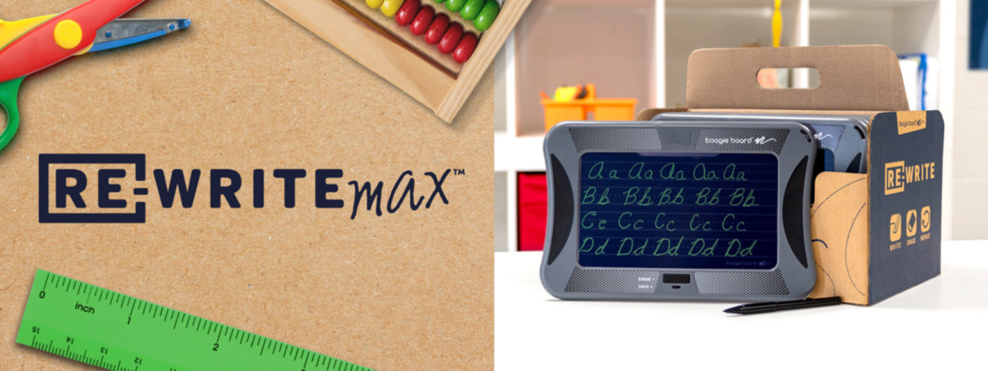 Re-Write Max Banner Image - Classpack on desk with Re-Write Max