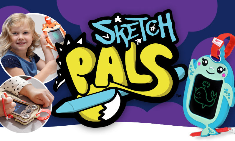 Sketch Pals - Girl writing on doodle sketch animal drawing boards