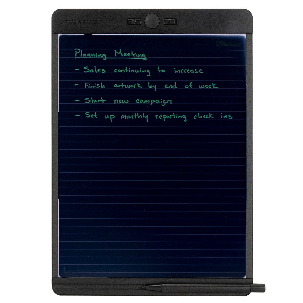 Blackboard™ Writing Tablet - Letter Size front view with writing and lined template shown