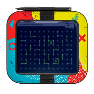 Dash™ Kids Drawing Kit front view with Dots & Boxes game template shown