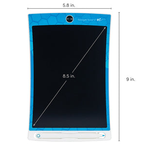 Jot™ Kids Writing Tablet Blue with screen and board dimensions shown