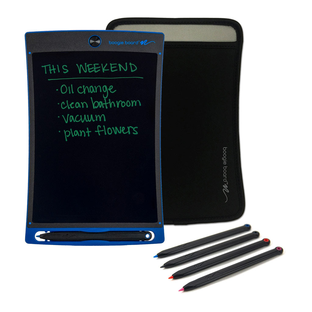 Jot™ Deluxe Kit showing full contents - Jot Writing Tablet Blue, Jot Sleeve and Jot Stylus pack