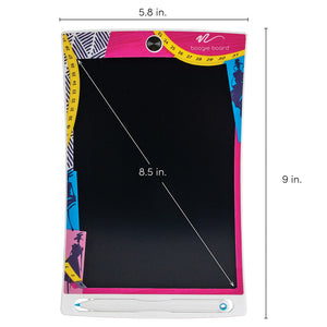 Jot™ Kids Writing Tablet – Lil' Designer front view with dimensions of screen and tablet shown