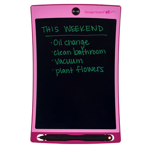 Jot™ Writing Tablet Flamingo Pink front view with writing on screen